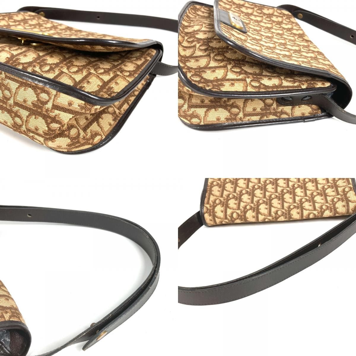 Dior Shoulder Bag Logo Trotter Leather Canvas Beige — view 8