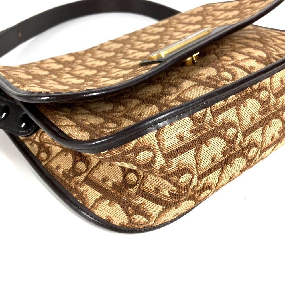 Dior Shoulder Bag Logo Trotter Leather Canvas Beige — view 4