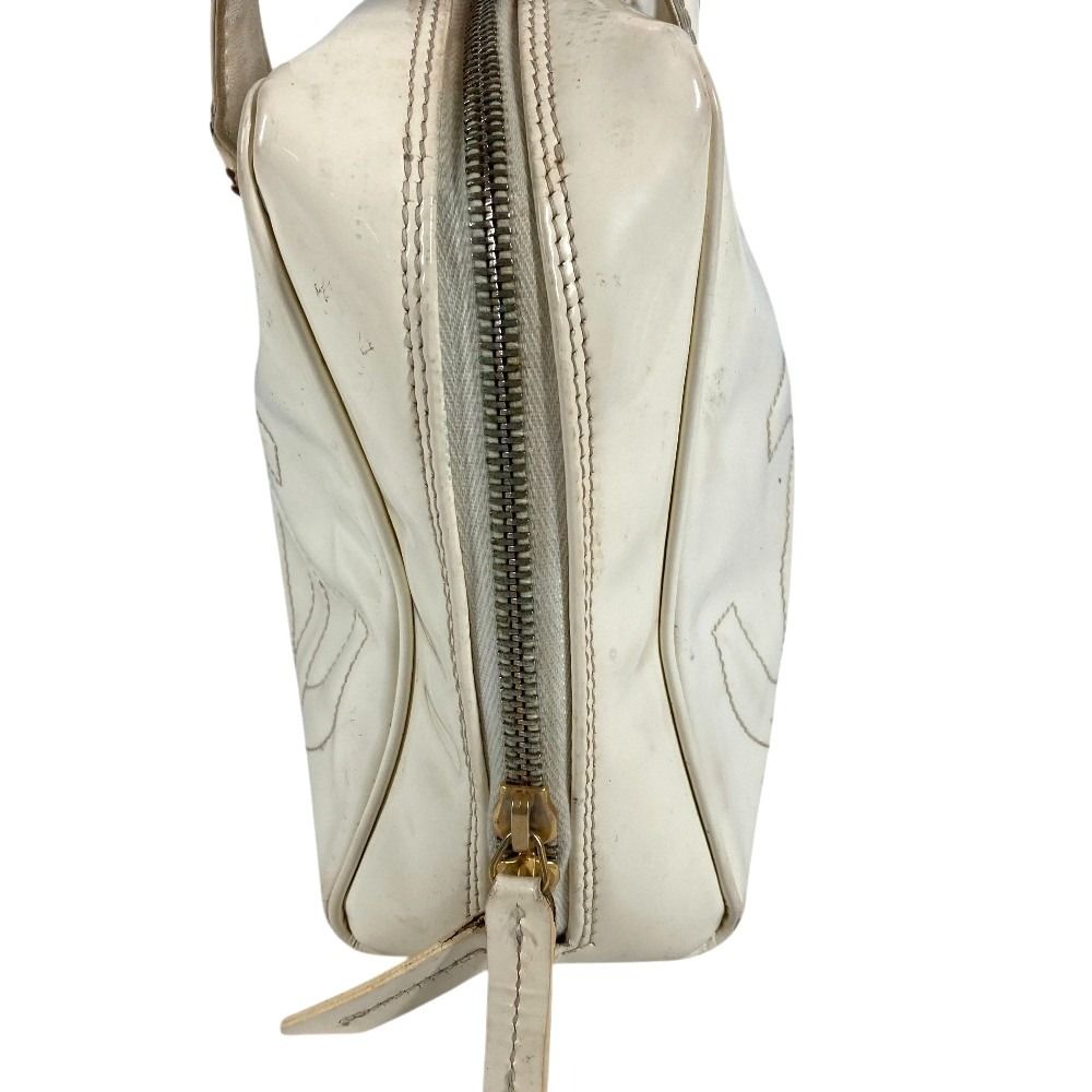 Chanel Shoulder Bag Logo Triple Coco CC Patent White — view 3