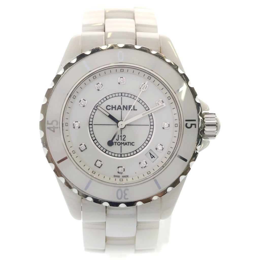 Chanel Diamond Ce SS At Ceramic Stainless Steel Automatic Watch White