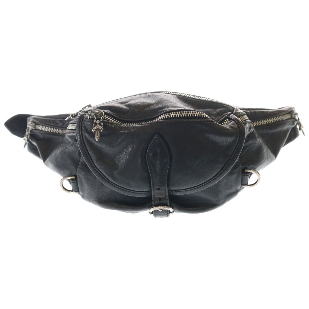 Chrome Hearts 1 Snat Pack Daga Zip Gunslinger Belt Leather Waist Bag Black
