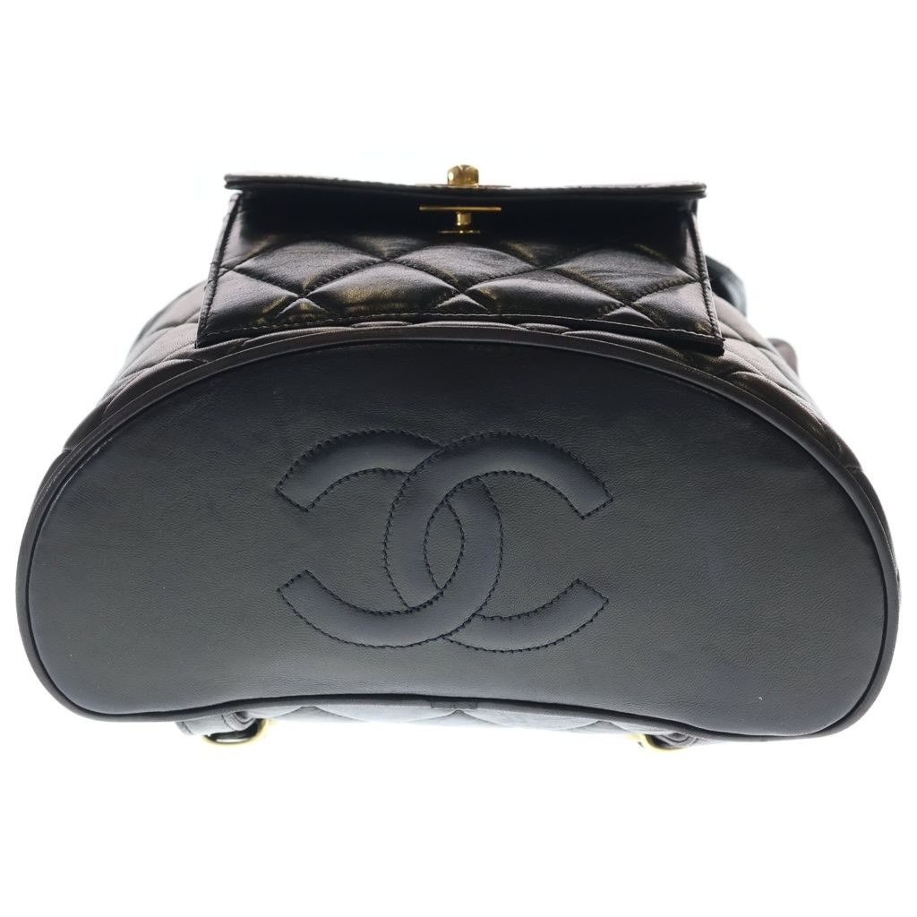 Chanel Quilted Backpack Lambskin Gold Black Seal — view 4