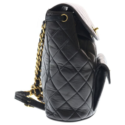 Chanel Quilted Backpack Lambskin Gold Black Seal — view 3