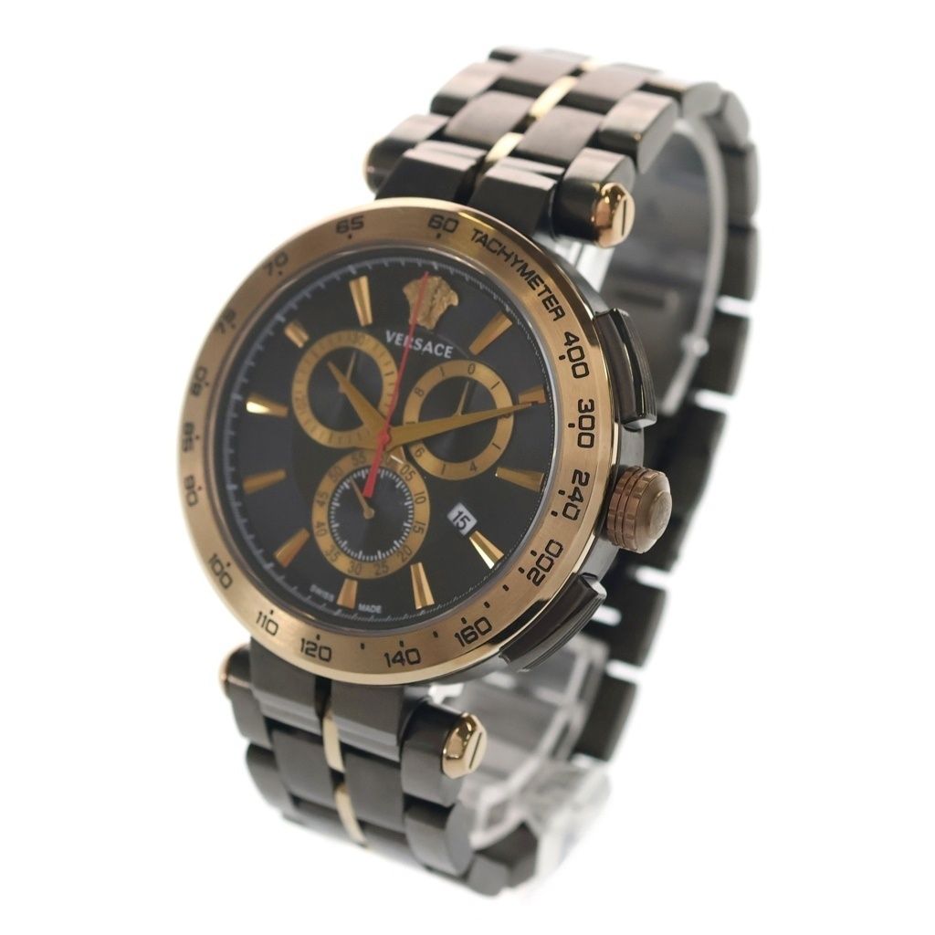 Versace Aion Chrono Gent Quartz Black Dial 45 Watch Gold — view 4