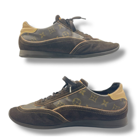 Louis Vuitton Sneakers Monogram Leather Shoes Brown — view 2