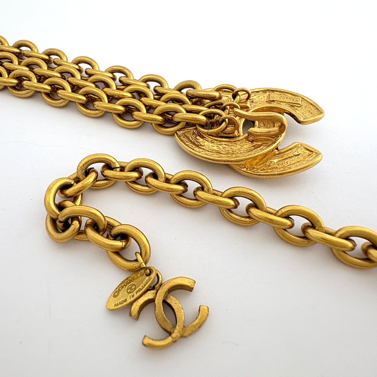 Chanel CC Logo Chain Belt Triple Strand Gold Plated — view 2