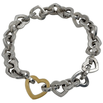 Tiffany & Co Heart Link Bracelet 925 Sterling Silver 750 Gold