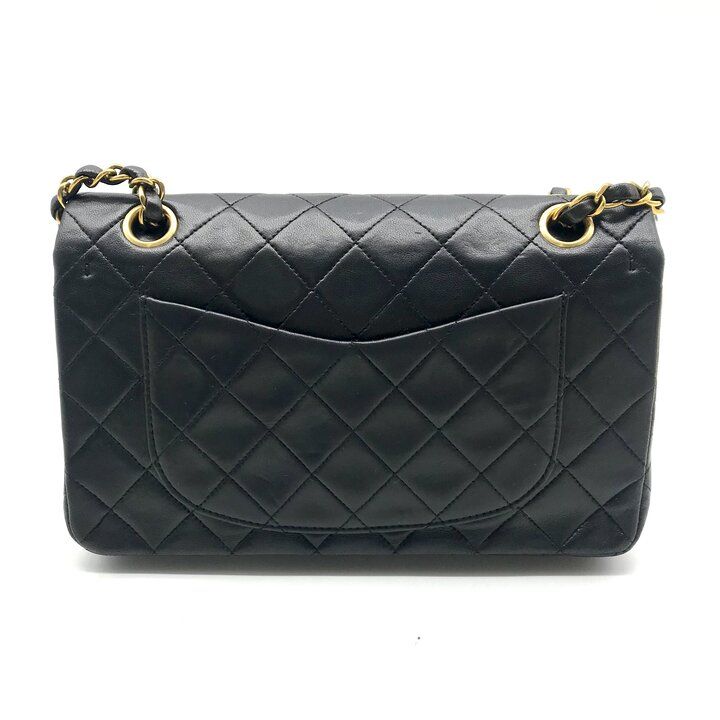 Chanel CC Logo Quilted Double Flap Turnlock Shoulder Bag Black — view 2