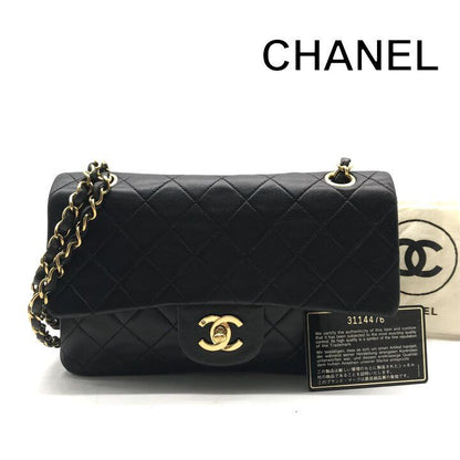 Chanel CC Logo Quilted Double Flap Turnlock Shoulder Bag Black