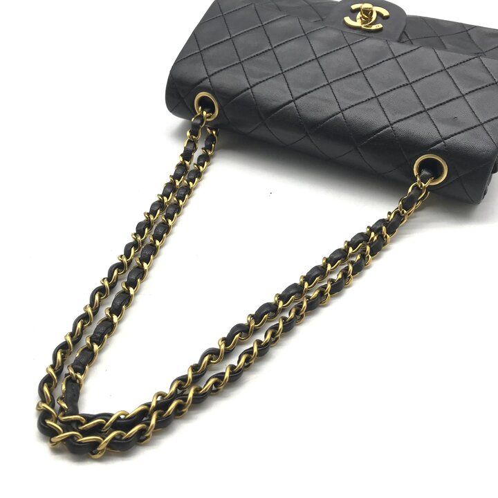 Chanel CC Logo Quilted Double Flap Turnlock Shoulder Bag Black — view 6