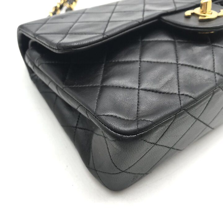 Chanel CC Logo Quilted Double Flap Turnlock Shoulder Bag Black — view 5