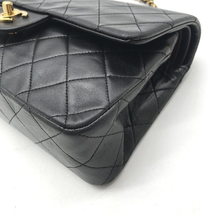 Chanel CC Logo Quilted Double Flap Turnlock Shoulder Bag Black — view 4
