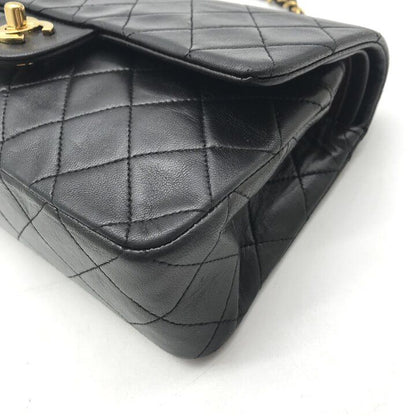 Chanel CC Logo Quilted Double Flap Turnlock Shoulder Bag Black — view 4