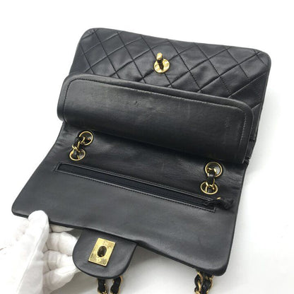 Chanel CC Logo Quilted Double Flap Turnlock Shoulder Bag Black — view 7