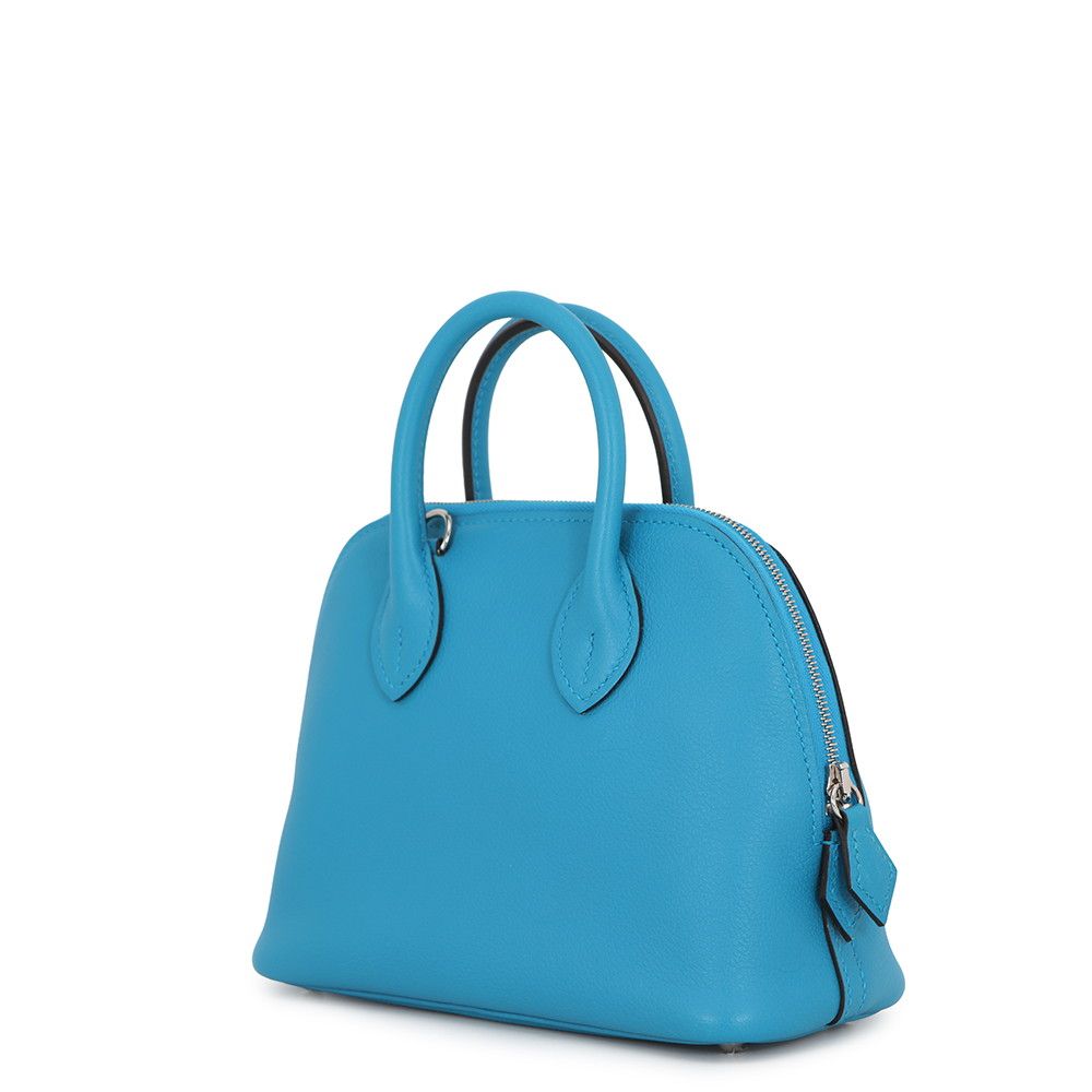 Hermes Bolide 1923 Mini Blue Zanzibar Silver Color 2-Way Handbag — view 2