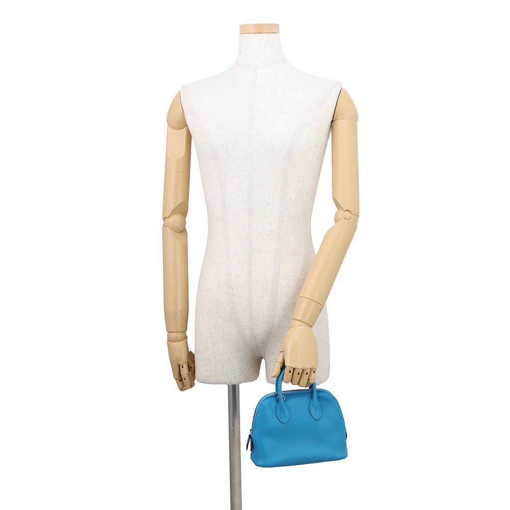 Hermes Bolide 1923 Mini Blue Zanzibar Silver Color 2-Way Handbag — view 4