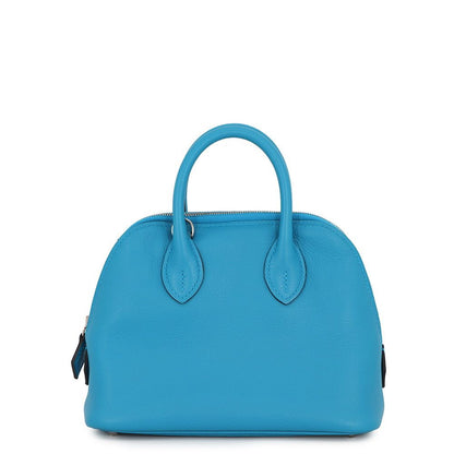 Hermes Bolide 1923 Mini Blue Zanzibar Silver Color 2-Way Handbag