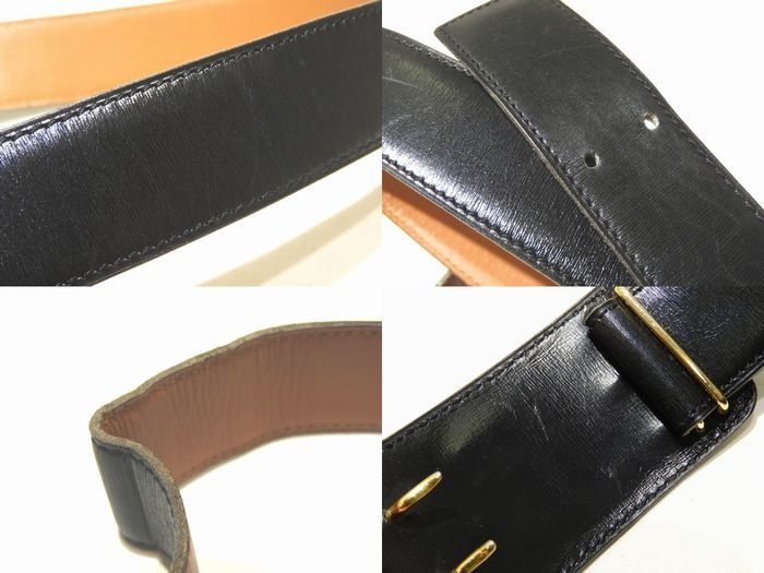 Hermes Antique Belt Carriage Buckle Black Leather Gold — view 3