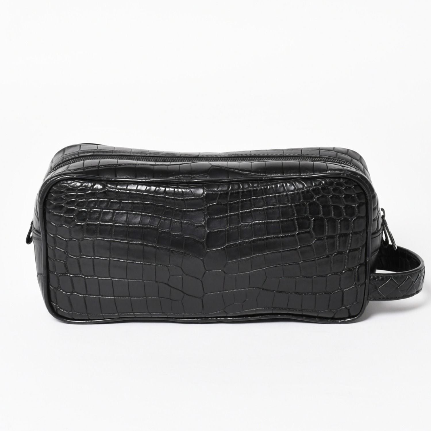 Bottega Veneta Croco Embossed Travel Pouch Black Matte — view 2