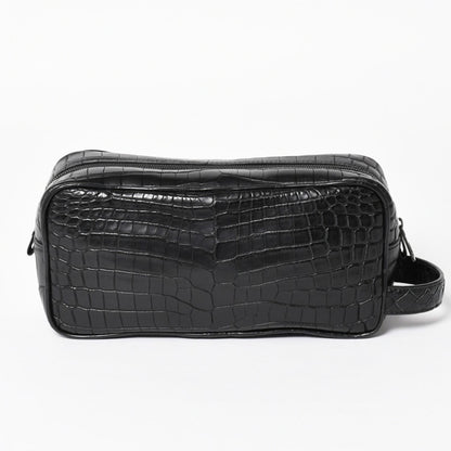 Bottega Veneta Croco Embossed Travel Pouch Black Matte — view 2
