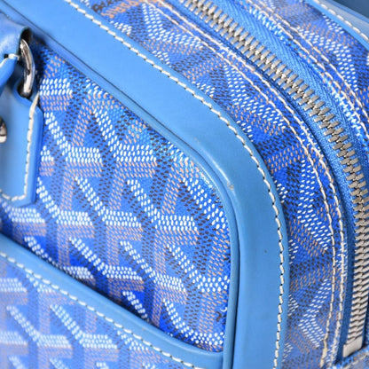 Goyard Saint Martin Shoulder Bag Leather Blue Silver — view 8