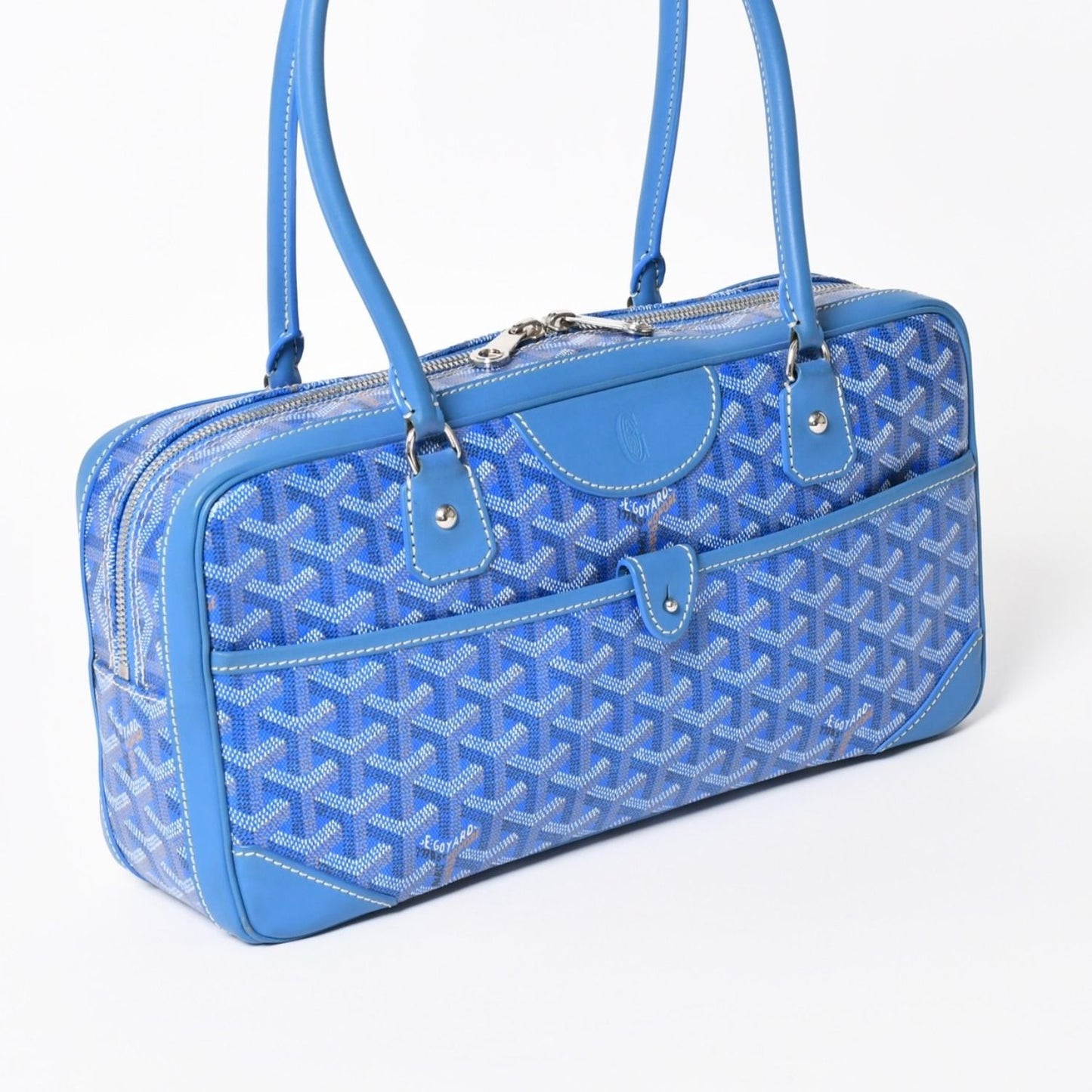 Goyard Saint Martin Shoulder Bag Leather Blue Silver — view 3