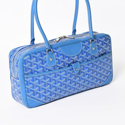Goyard Saint Martin Shoulder Bag Leather Blue Silver — view 3