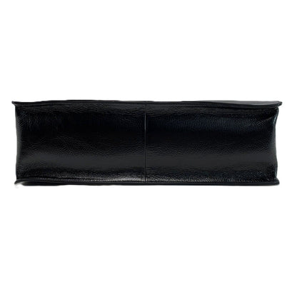 Chanel CC Logo Chain Shoulder Shiny Aged Calfskin Black With Card Tote Bag — view 3