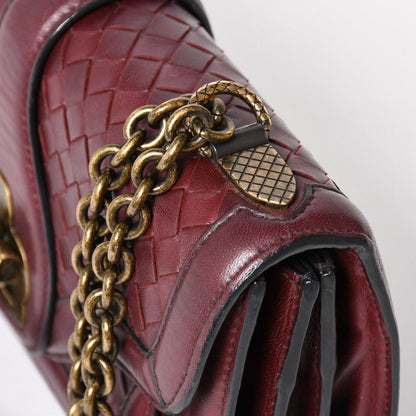 Bottega Veneta Intrecciato Limpia Knot Chain Shoulder Bag Red Calfskin Wine — view 6