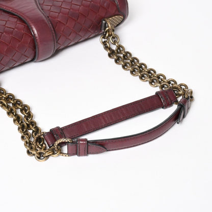Bottega Veneta Intrecciato Limpia Knot Chain Shoulder Bag Red Calfskin Wine — view 7
