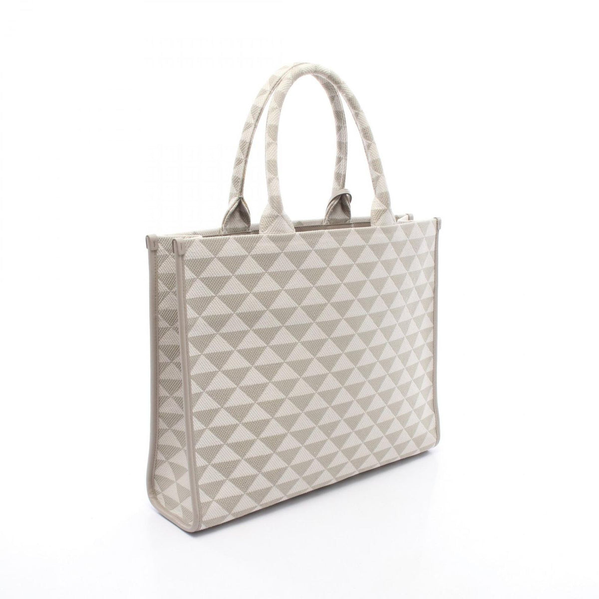 Prada Tote Bag Triangolo Jacquard Symbol Embroidery Gray White Canvas — view 2