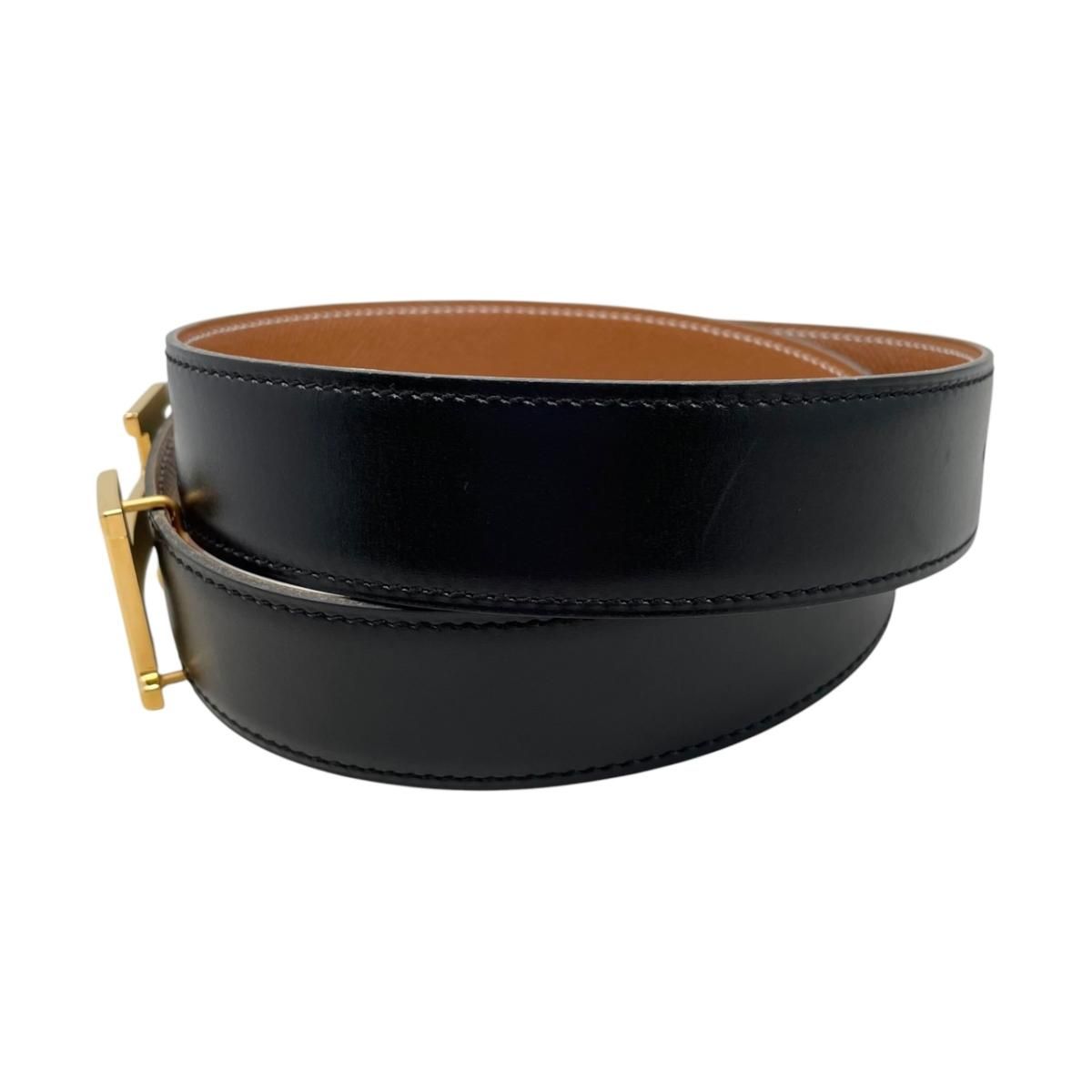 Hermes Belt Constance Leather Logo Black Gold Brown — view 2