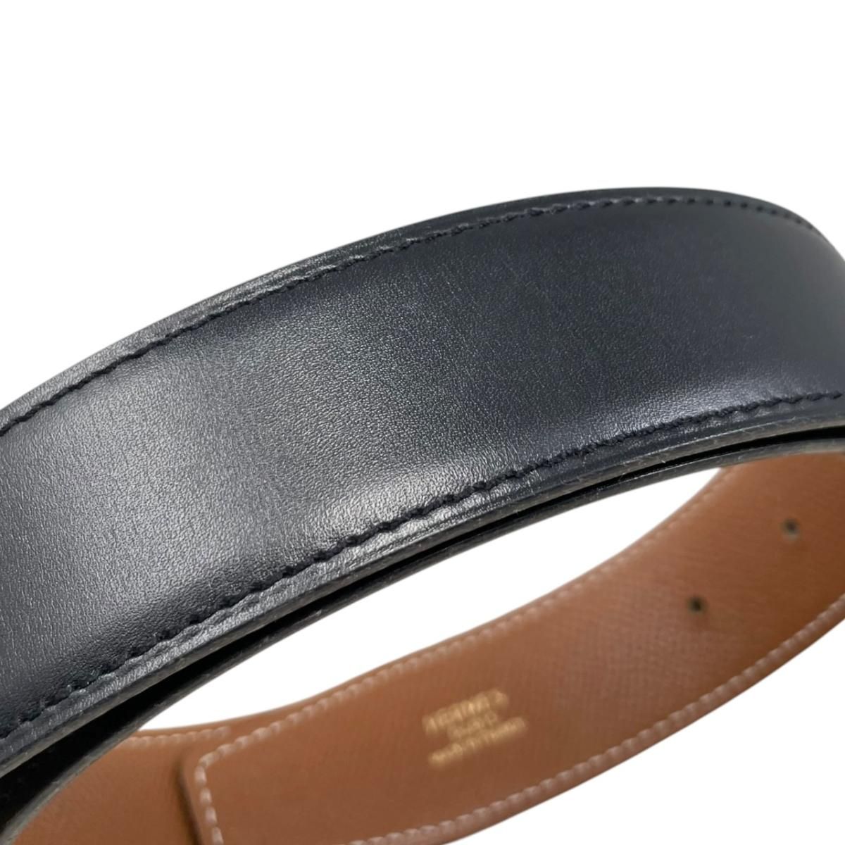 Hermes Belt Constance Leather Logo Black Gold Brown — view 8