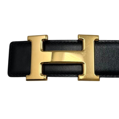 Hermes Belt Constance Leather Logo Black Gold Brown — view 3