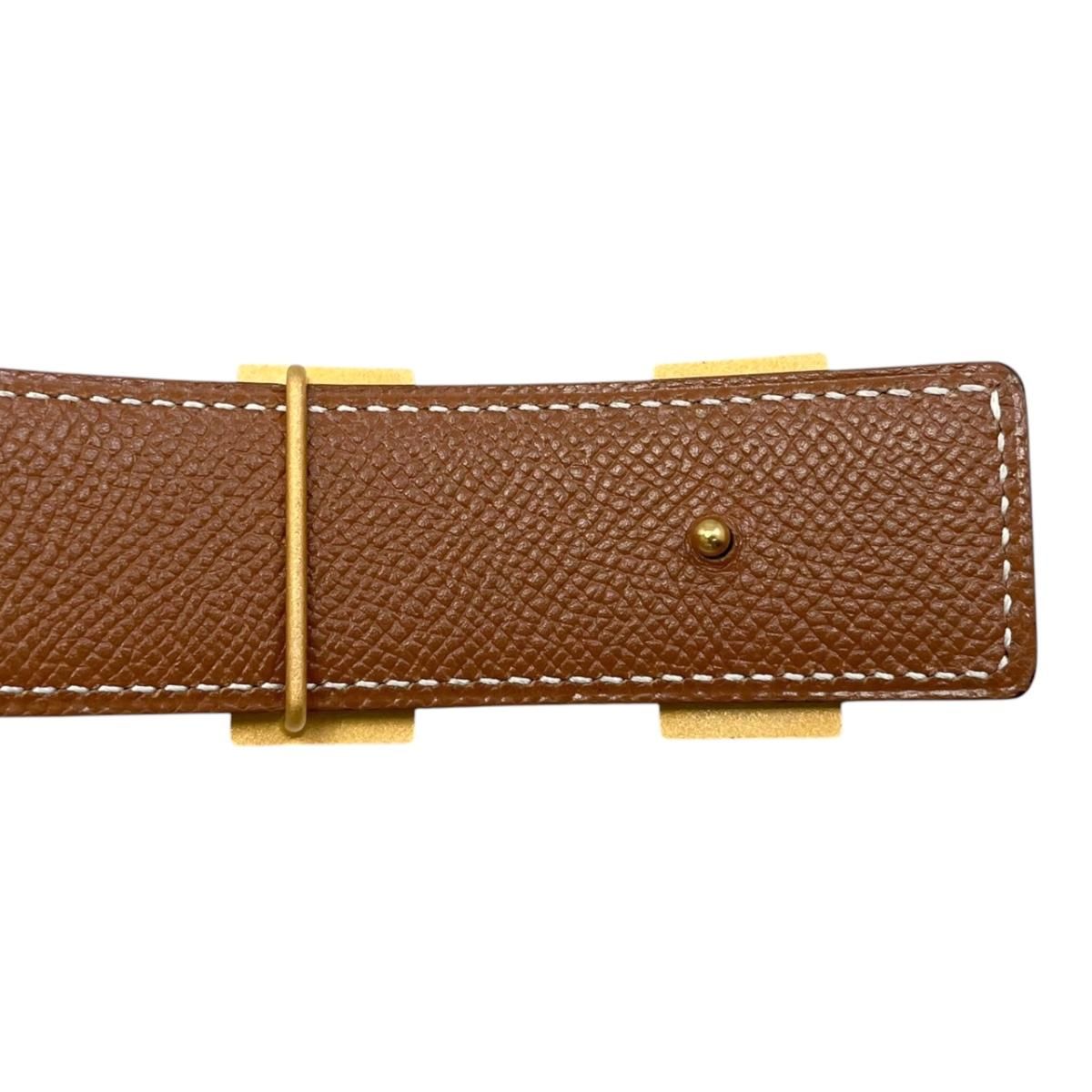 Hermes Belt Constance Leather Logo Black Gold Brown — view 4