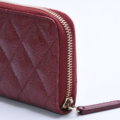 Chanel Camellia Embossed Quilted Zip Around Coin Purse Calfskin CC Logo — view 6