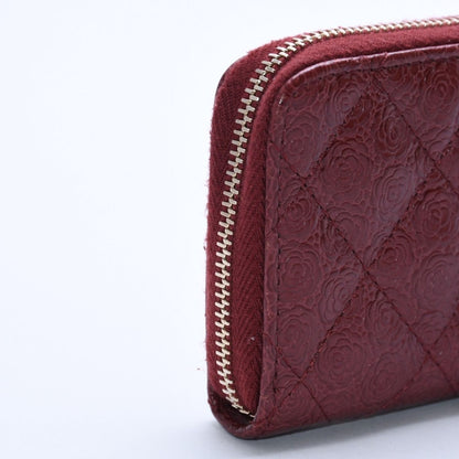 Chanel Camellia Embossed Quilted Zip Around Coin Purse Calfskin CC Logo — view 7