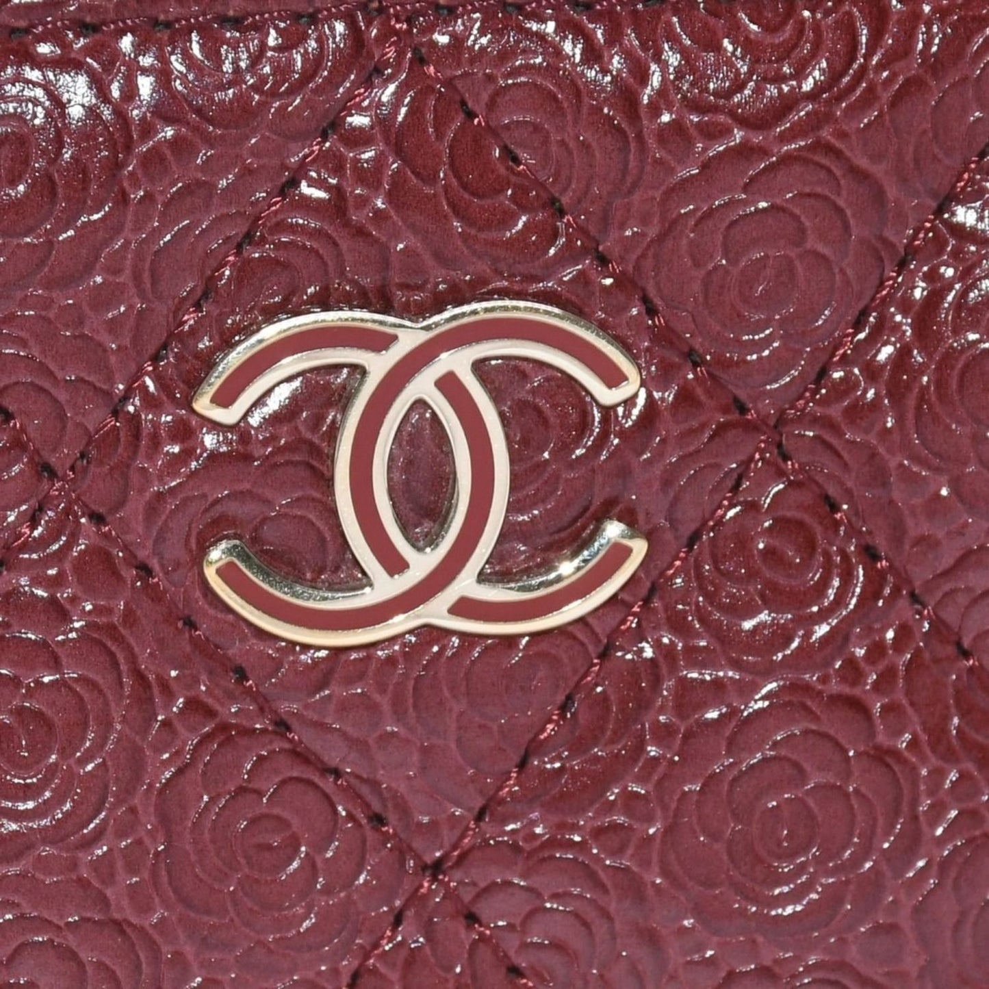 Chanel Camellia Embossed Quilted Zip Around Coin Purse Calfskin CC Logo — view 8