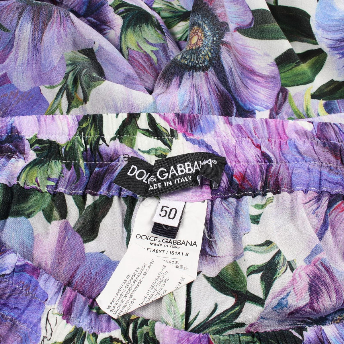 Dolce & Gabbana Pants Floral Purple Silk — view 3