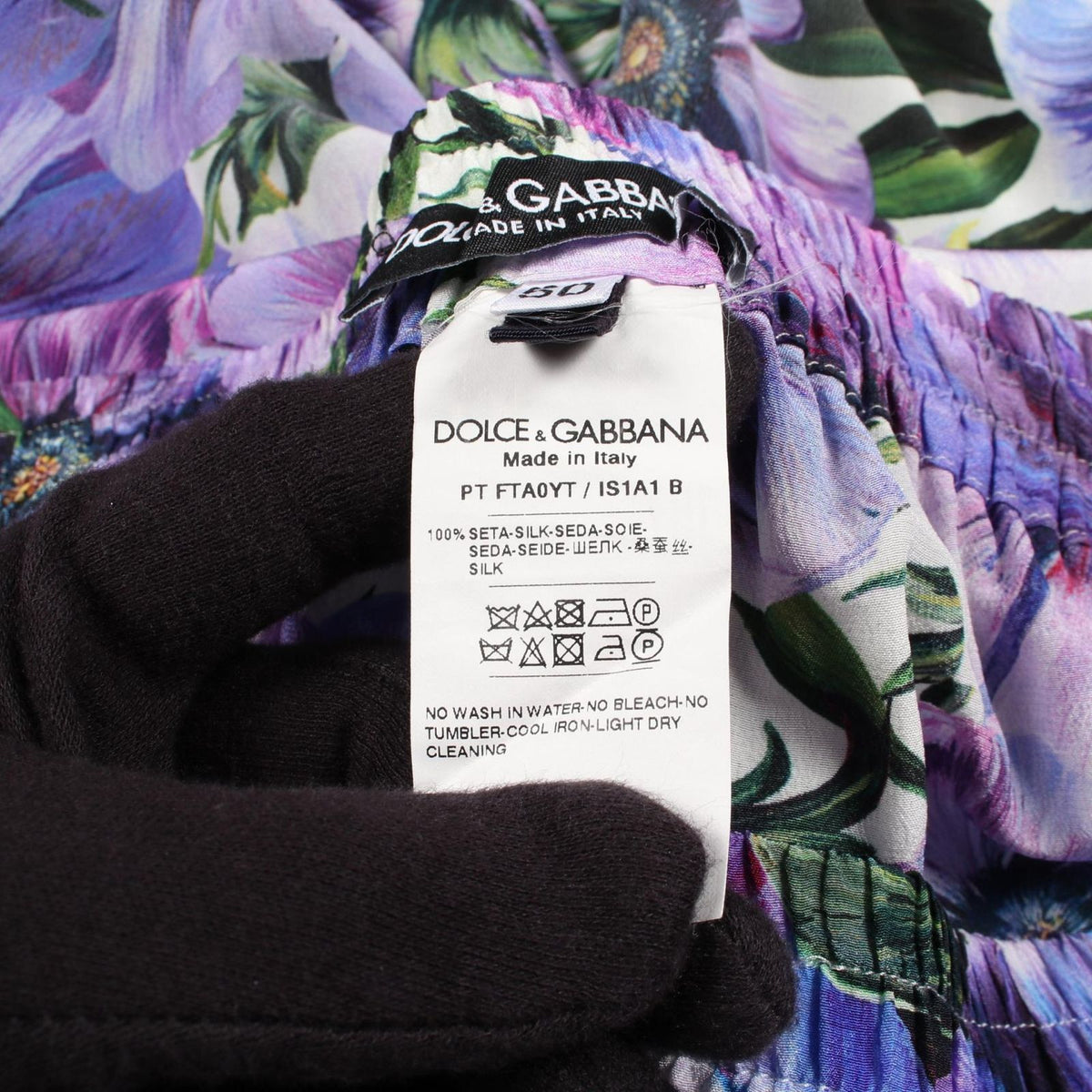 Dolce & Gabbana Pants Floral Purple Silk — view 4
