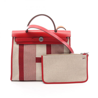 Hermes Handbag Herbag Zip PM Vibrasion 2-Way Bordeaux Fishel Canvas Leather