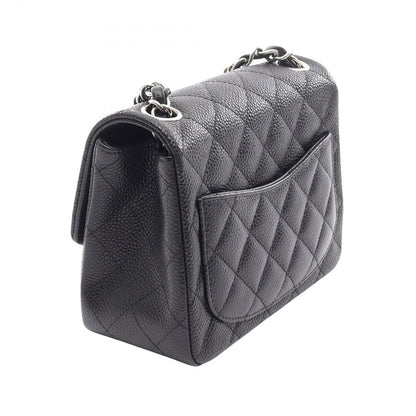 Chanel Shoulder Bag Mini Quilted Black Caviar Leather Chain — view 2
