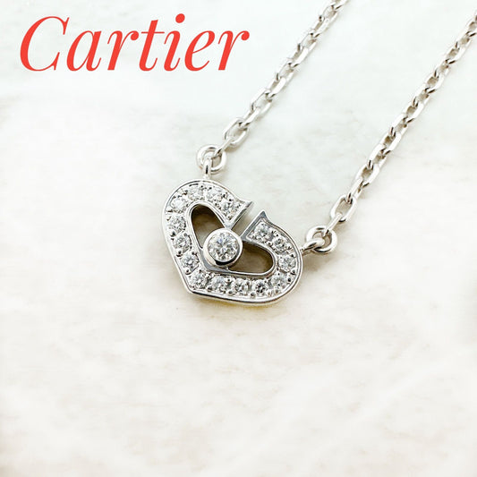 Cartier C Heart Diamond White Gold Necklace 38.5