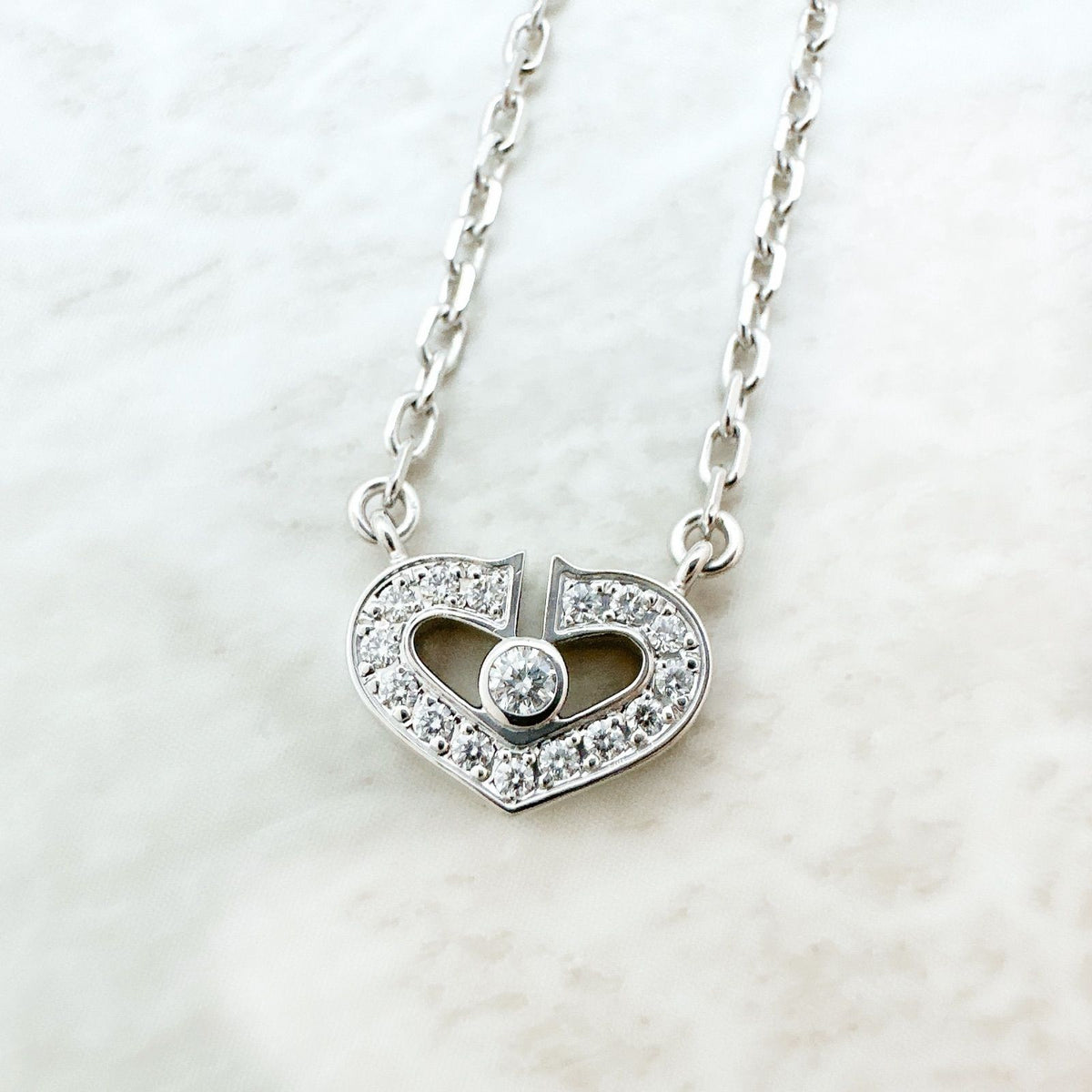 Cartier C Heart Diamond White Gold Necklace 38.5 — view 2