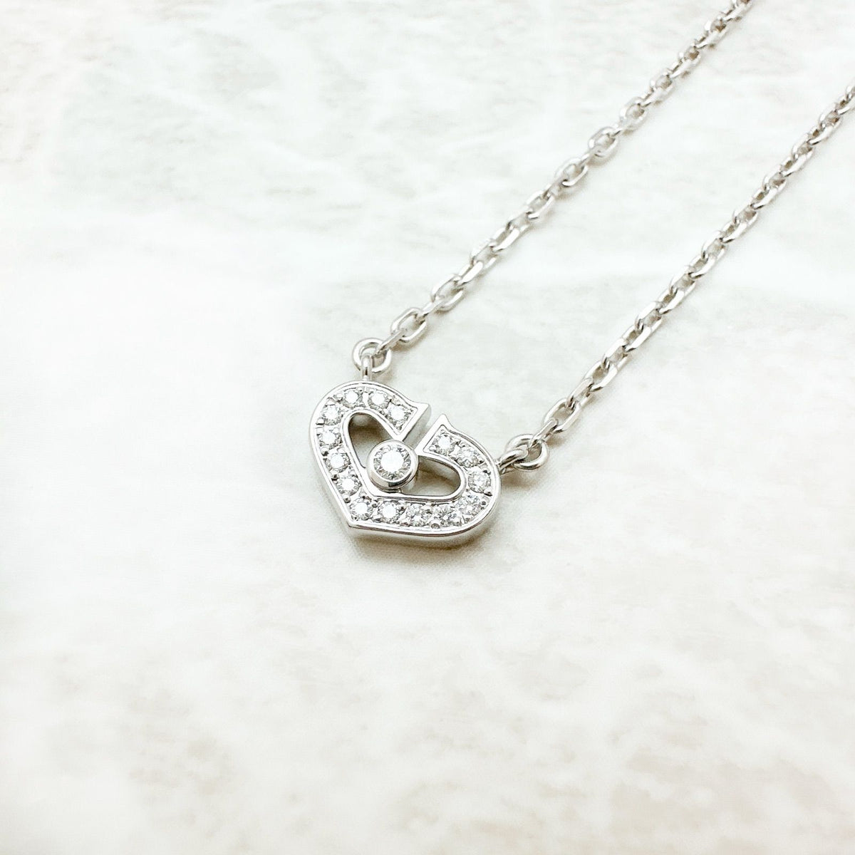Cartier C Heart Diamond White Gold Necklace 38.5 — view 4