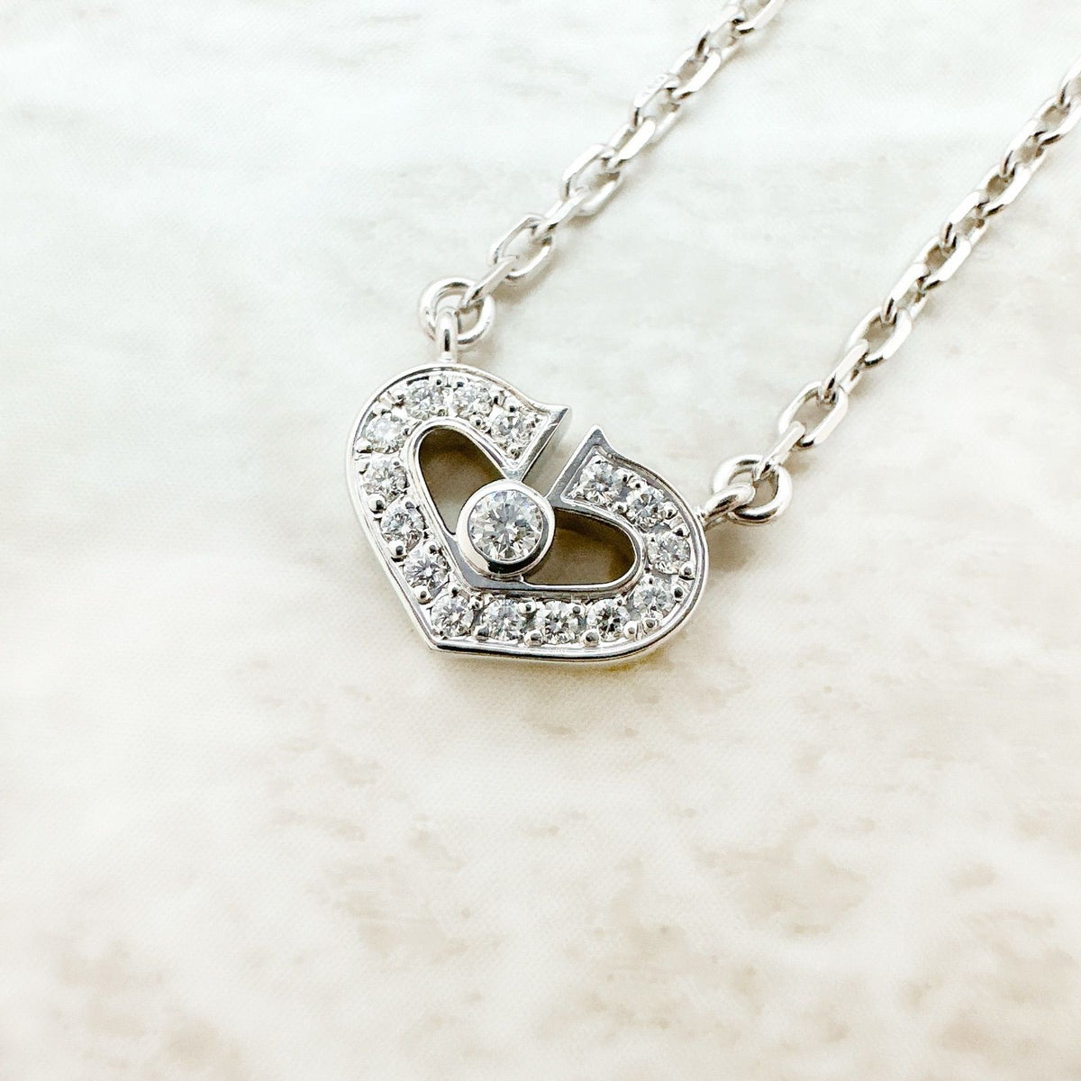 Cartier C Heart Diamond White Gold Necklace 38.5 — view 3