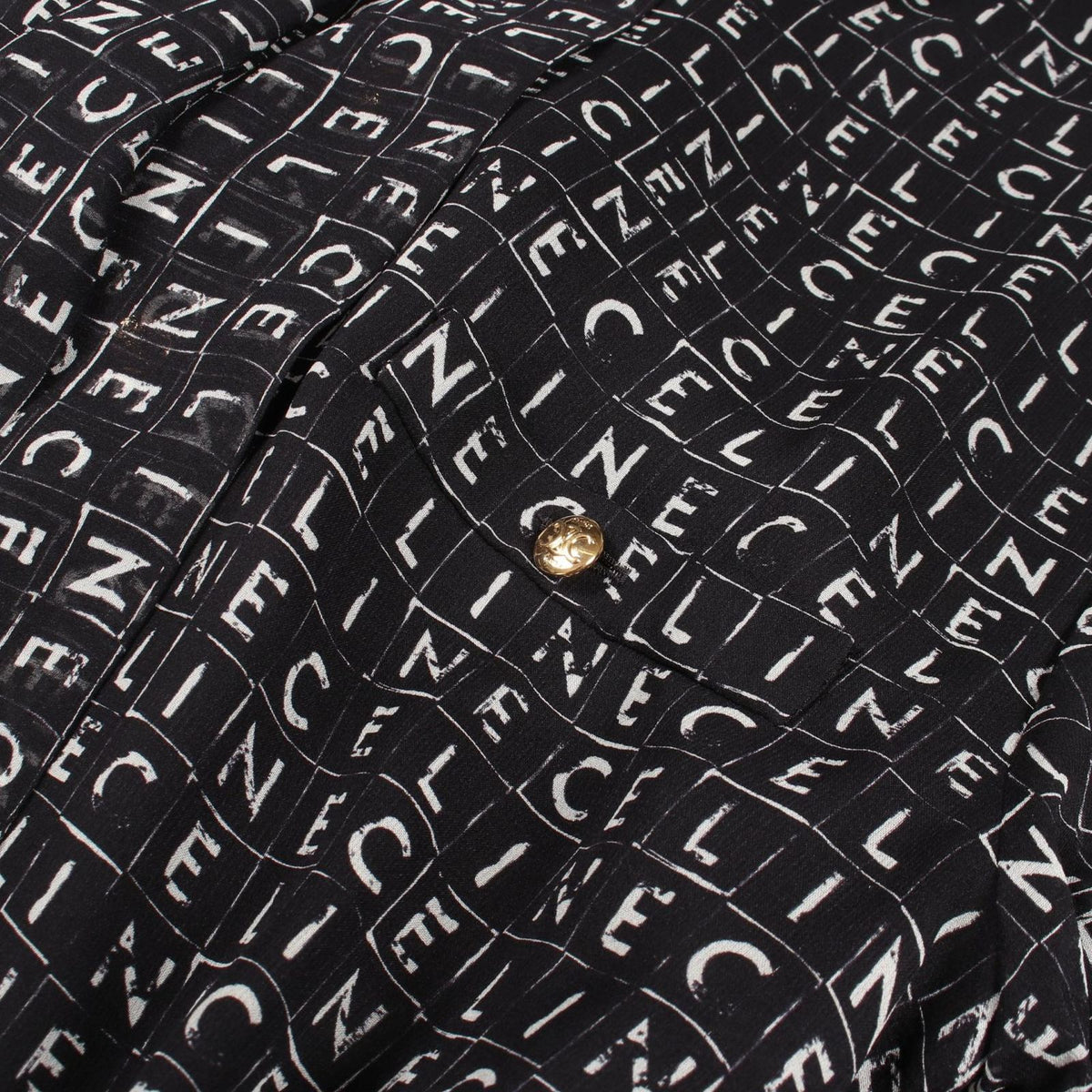Celine Dress Triomphe Button All Over Pattern Pleats with Bow Tie Silk — view 5