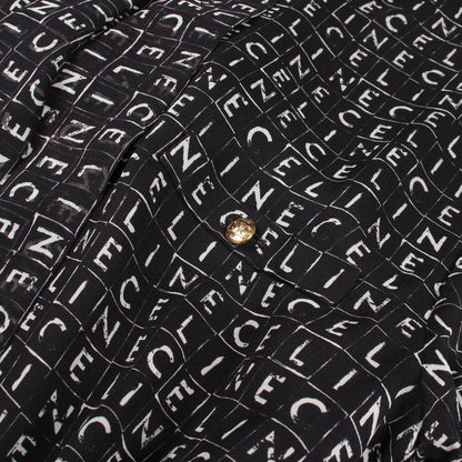 Celine Dress Triomphe Button All Over Pattern Pleats with Bow Tie Silk — view 5