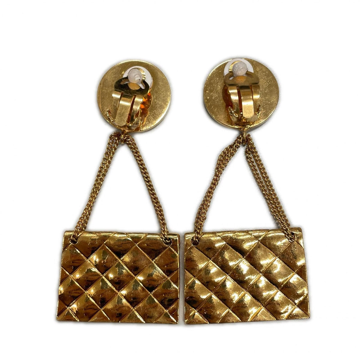 Chanel CC Logo Quilted Coin & Bag Motif Earrings 31 Rue Cambon Gold — view 3