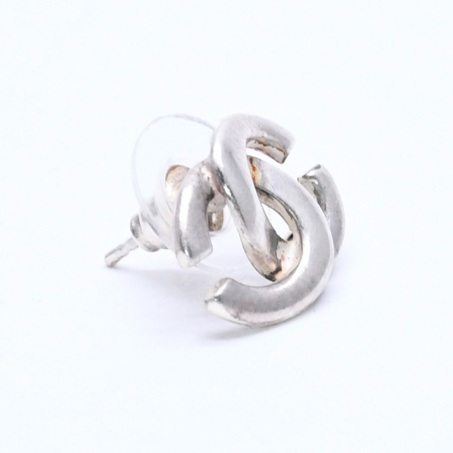 Chanel CC Logo Earrings 01 Metal Silver — view 3